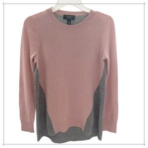 Charter Club Luxury Pink Grey Colorblock Cashmere Sweater XS